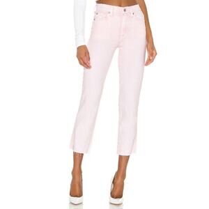 7 For All Mankind High Waist Cropped Straight Jeans Size 28 in Mineral Pink